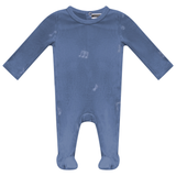 Music Notes Embossed Rib Velour Footie