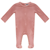 Music Notes Embossed Rib Velour Footie
