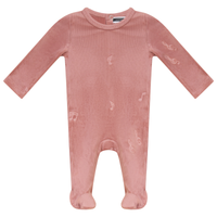 Music Notes Embossed Rib Velour Footie