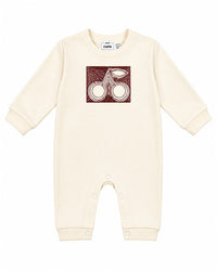 French Fleece Romper With Cherry Embroidery