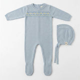 Cherry Embroidered  Knit Footie