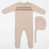 Cherry Embroidered  Knit Footie