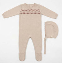 Cherry Embroidered  Knit Footie