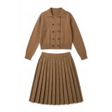 Knit Double Breast Sweater And Skirt Set