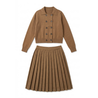 Knit Double Breast Sweater And Skirt Set
