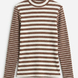 Rib Stripe Mock Neck
