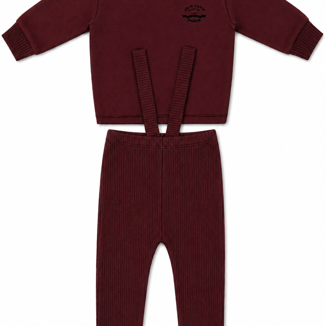 French Fleece And Rib Overall Set