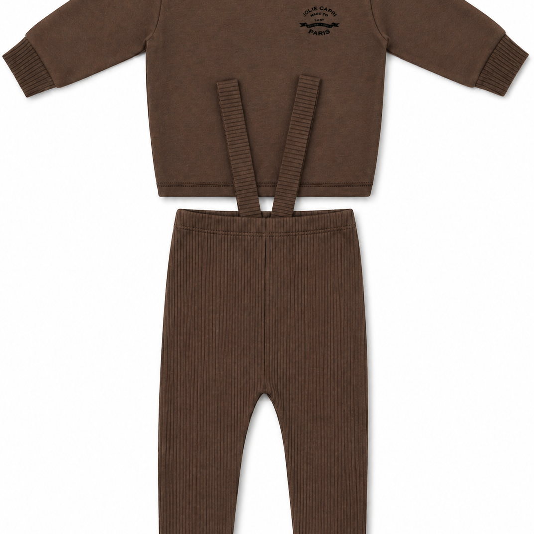 French Fleece And Rib Overall Set