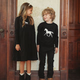 Horse Jacquard Knit & Fleece Dress