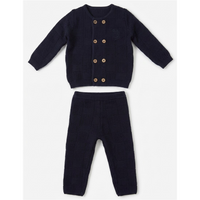 Knitted Double Breasted Sweater With Crest Set