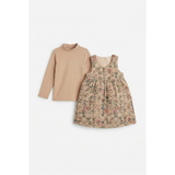 Floral Quilting Jumper And Mock Neck Set