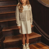 Ruffle Collar Dress With Cardigan