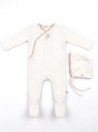 Rose Embroidery Wrap Footie