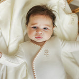 Rose Embroidery Wrap Footie
