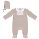 Smocked Velour Footie