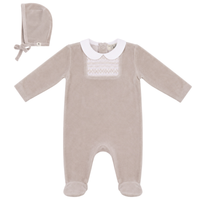 Smocked Velour Footie