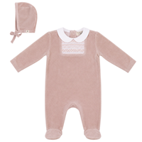Smocked Velour Footie