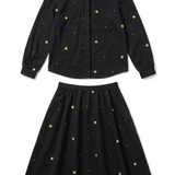 Floral Embroidered Blouse & Skirt Set