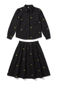 Floral Embroidered Blouse & Skirt Set