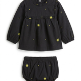 Floral Embroidered Blouse And Bloomer Set