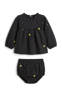 Floral Embroidered Blouse And Bloomer Set