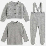 Overall Cardigan & Mock Neck Set