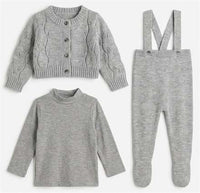 Overall Cardigan & Mock Neck Set