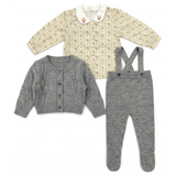 Overall Cardigan & Woven Blouse Set