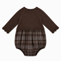 Pointel Knit & Plaid Woven Bubble