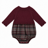 Pointel Knit & Plaid Woven Bubble