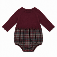 Pointel Knit & Plaid Woven Bubble