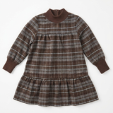 Plaid Dress With Knit Mock Neck & Cuff