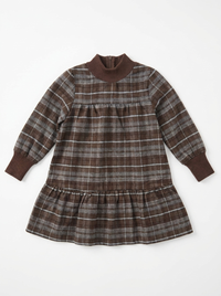 Plaid Dress With Knit Mock Neck & Cuff