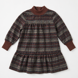 Plaid Dress With Knit Mock Neck & Cuff