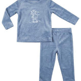 Bear Embroidered Velour Pajama Set