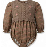 Floral Bubble with Removable Knit Vest Set