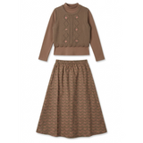 Mock Neck Top, Floral Skirt & Vest Set
