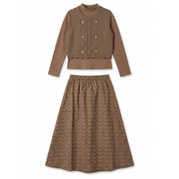 Mock Neck Top, Floral Skirt & Vest Set