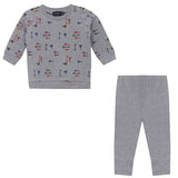 Key Print French Fleece Two Piece Set