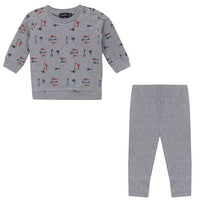 Key Print French Fleece Two Piece Set