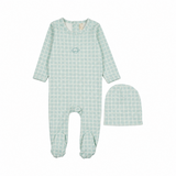 Checkered Embroidery Footie