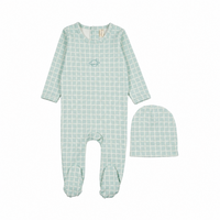 Checkered Embroidery Footie