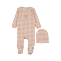 Checkered Embroidery Footie