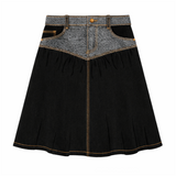 Two-Tone Denim Mini Skirt
