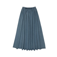 Denim Drawstring Maxi Skirt