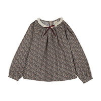 Home Garden Lace Trim Collared Blouse
