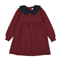 Sweet Campaign Denim Collar Sweatshirt Dress